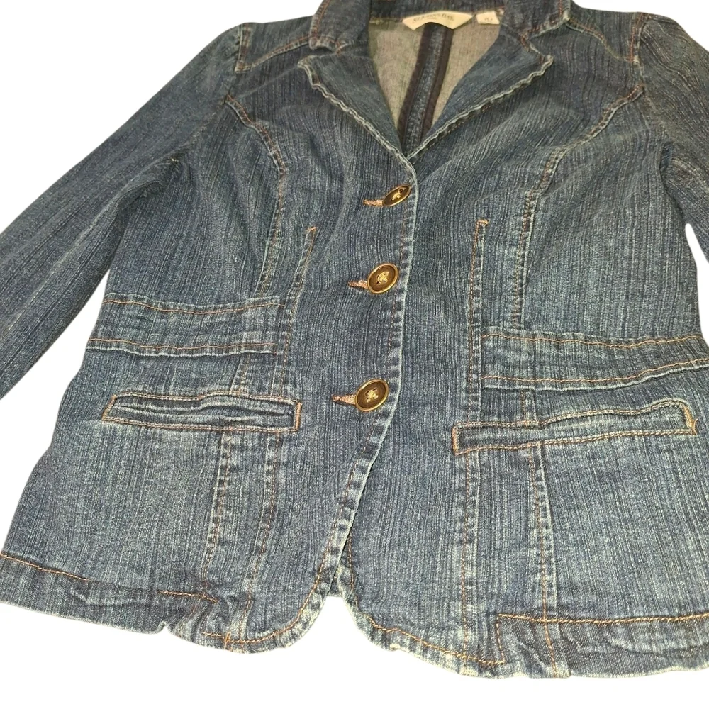 Boho Fairy Denim Jacket Petite Small Dark Wash.